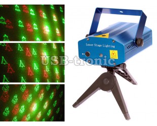 Мини лазерный проектор Laser stage lighting mini на Новый год 6 рисунков