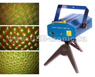 Лазерный проектор Mini laser stage lighting дисколазер Огоньки-Точки YX-09