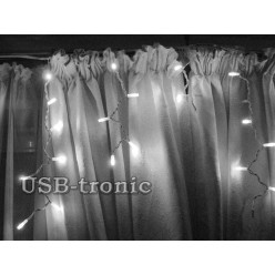 Уличная новогодняя гирлянда Бахрома 30-70 см Белый свет 5 метров с мерцанием Белый кабель