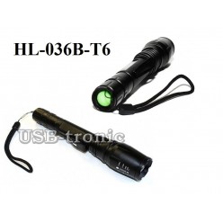 Ручной аккумуляторный фонарь HL-036B-T6 2 батарейки 18650 Металлический корпус