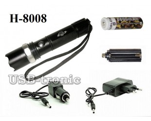 Тактический аккумуляторный фонарь H-8008 светодиод Cree 1 x 18560 Металлический корпус