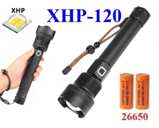 Pучной фонарь XHP120 Огонь H-936-P120 Светодиодный датчик зарядки аккумуляторы 2 шт 26650