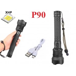Ручной фонарь со светодиодом XHP90 YYC-6002-P90 аккумуляторы 2 шт 26650