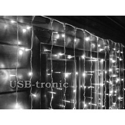 Гирлянда уличная Белый светодиодный занавес 3х3 метра 16  шт 600 LED Белые нитки 