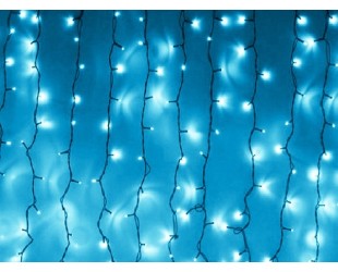 Светодиодная гирлянда Синий уличный занавес 3 на 3 м Теплый белый свет Черный провод 3.2мм нити 24 шт 900 LED